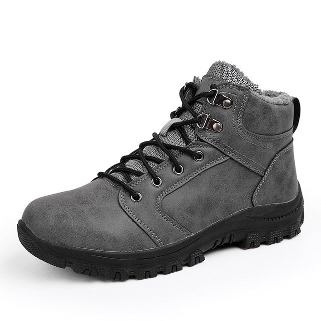 Men High Top Lace Up Hiking Boots With Fur for men - wanahavit