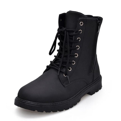 Tactical Waterproof Winter Vintage Leather Biker Boots for men - wanahavit