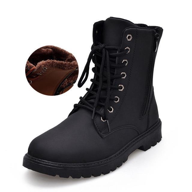 Tactical Waterproof Winter Vintage Leather Biker Boots for men - wanahavit