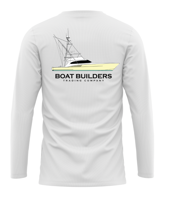 Boat Builders Trading Hooded Performance Long Sleeve - Black and White XL / White
