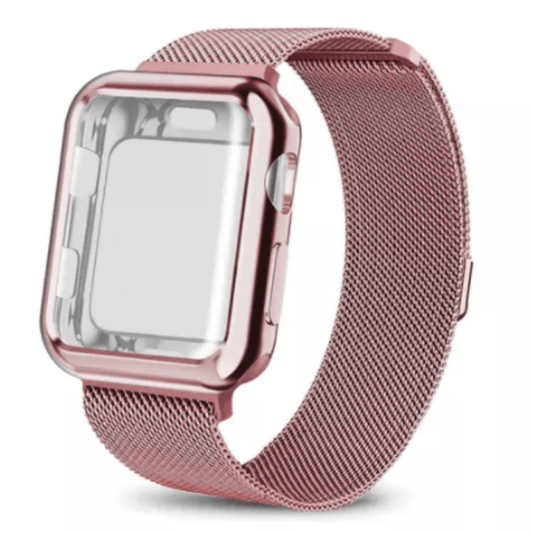 1pc Rose Gold Milanese Loop Metal Band With Protective Case Compatible With  Huawei Honor Band 8/7/6