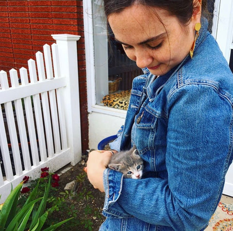 Founder Emily Miethner with her rescued cat, Andie Furry