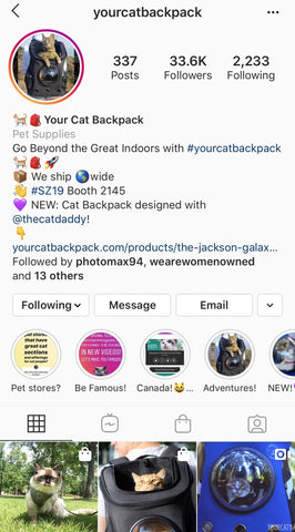 Your Cat Backpack's Instagram Profile