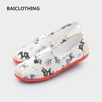 BAICLOTHING Women fashion mary shoes cool lady work flat shoes female floral printed pink shoes zapatos de mujer lady soft flats