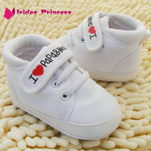 Toddler Newborn Infant Shoes Print  "I Love PaPa MaMa"Baby Kids Boy Girl Soft Sole Canvas Sneaker 0-18Months