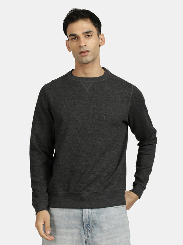 Fadad Black Waffle Knit Sweatshirt