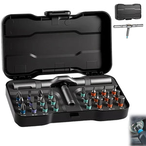 24 in 1 Magnetic Ratchet Screwdriver Set Compact Portable DIY Tool Kit with Multi-purpose Ratcheting Wrench and Precision Bits - DARAHUB