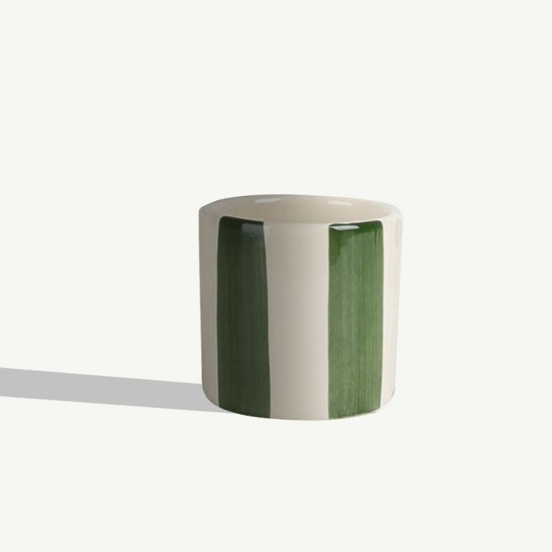 Céramique rayée - Vert gazon / Céramique / Ephémère