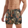 maillot-skull roses Men's Beach Shorts (Model L70)-Summer Shorts-Urban Corner