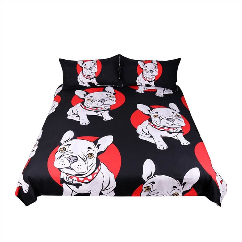 Beddingoutlet Bulldog Bedding Set Black And Red Quilt Cover With