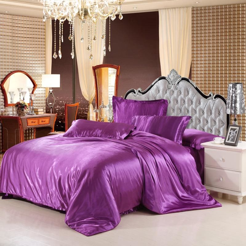 Sale Classic Imitate Silk Feel Satin Solid Coffee Pink Purple