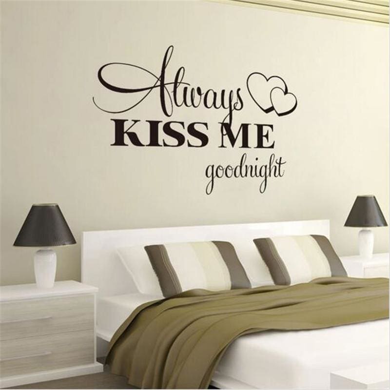 T06014 Romantic Mural Love Vinyl Wall Stickers Bedroom Quotes Decals Always Kiss Me Goodnight Home