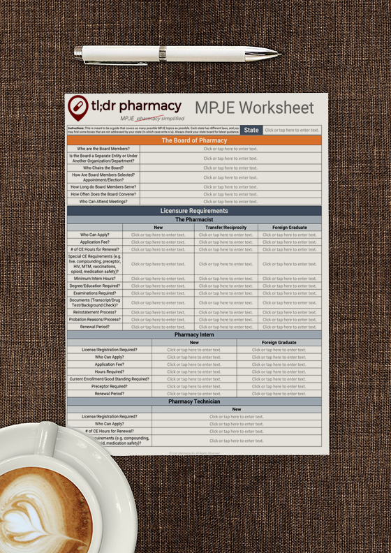 MPJE Cheat Sheet The tl;dr Guide to Passing the MPJE tl;dr pharmacy