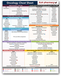 sheet cheat pharmacy oncology dr tl