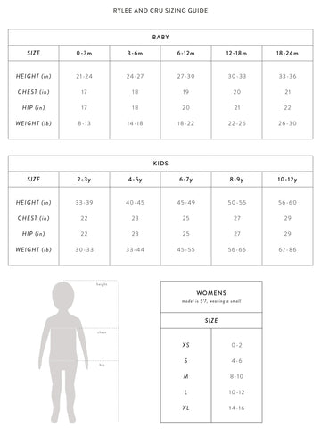 Rylee + Cru Size Guide