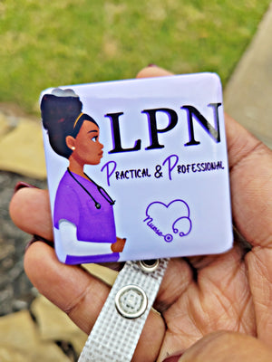 LPN or LVN Licensed Practical Vocational Nurse ID Retractable Badge Reel