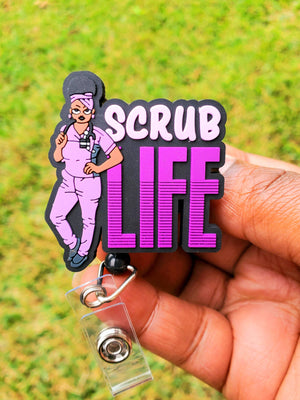 Scrub Life Badge Reel, Glitter Nurse Badge, Retractable Badge Reel,  Personalized Badge