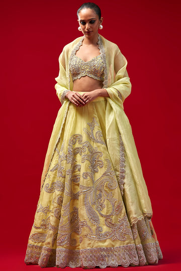 Astha Narang  Olive Green Flare Lehenga Set – LIVEtheCOLLECTIVE