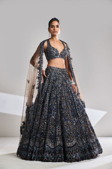 Chocolate Brown Sequin Lehenga Set – Seema Gujral