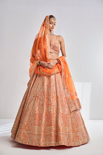 Buy Peach Reception Wear Lehenga Sets for Women Online in India - Indya