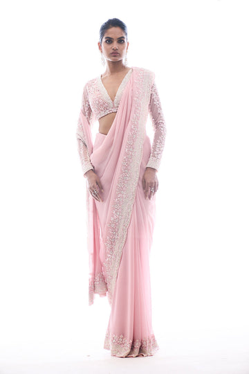 Hoor Saree - Hot Pink