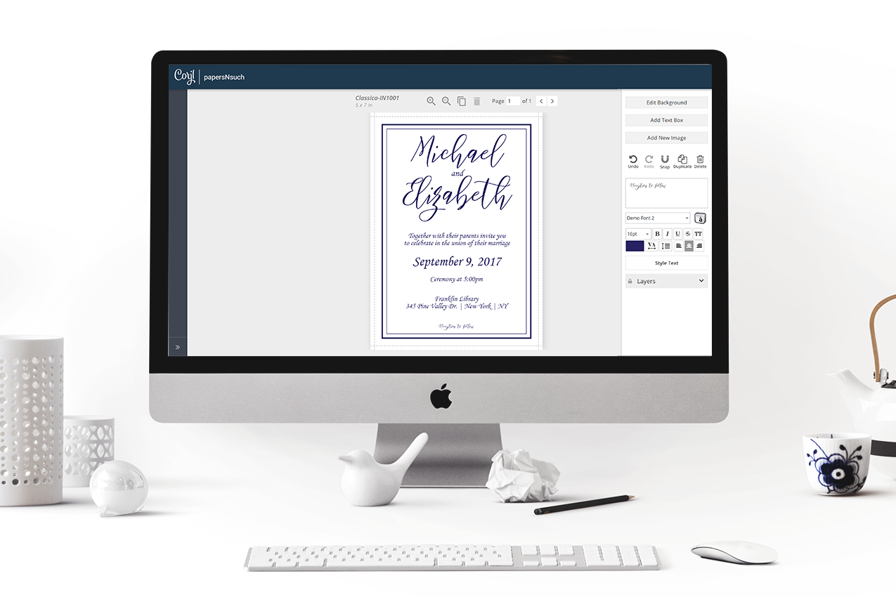 Printable Wedding Invitation Template - Navy Blue - Classica ...