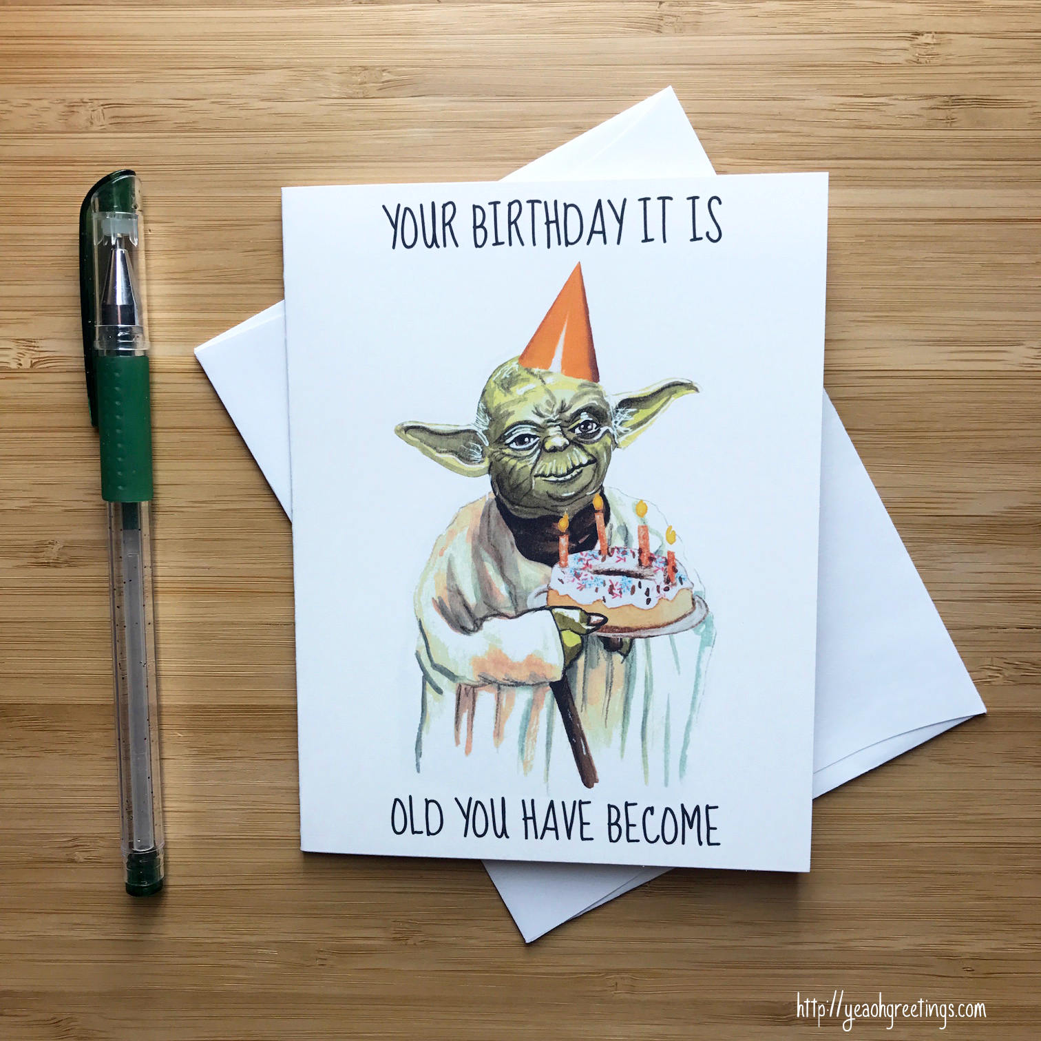 Wonderbaar Yoda Birthday Card, Star Wars Birthday Card, The Force Awakens NI-22