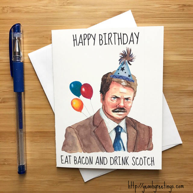 Ron Swanson Birthday Card Parks And Rec T Parks And