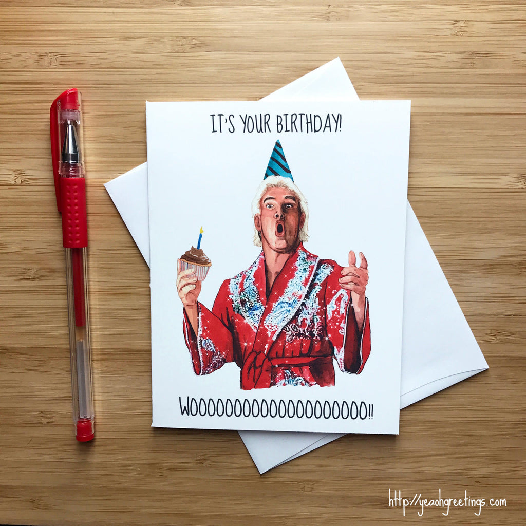 Ric Flair Birthday Card, Funny WWE Birthday Party, WWF Wrestling, The ...