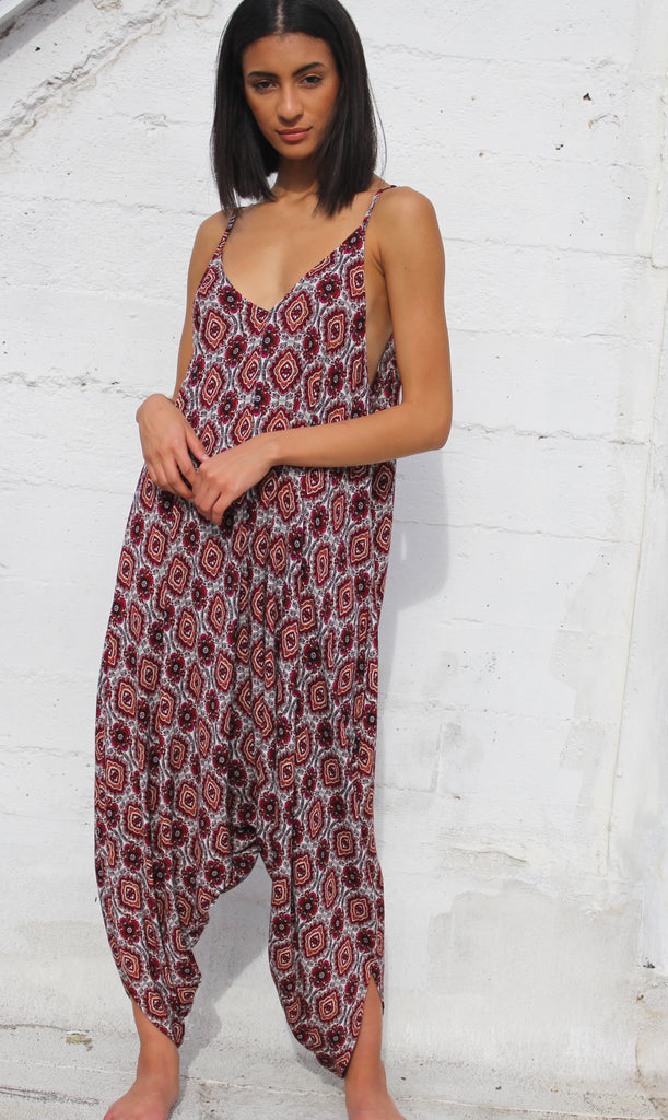 Maroon Third Eye Jumpsuit - Yoga Clothing by Daughters of Culture