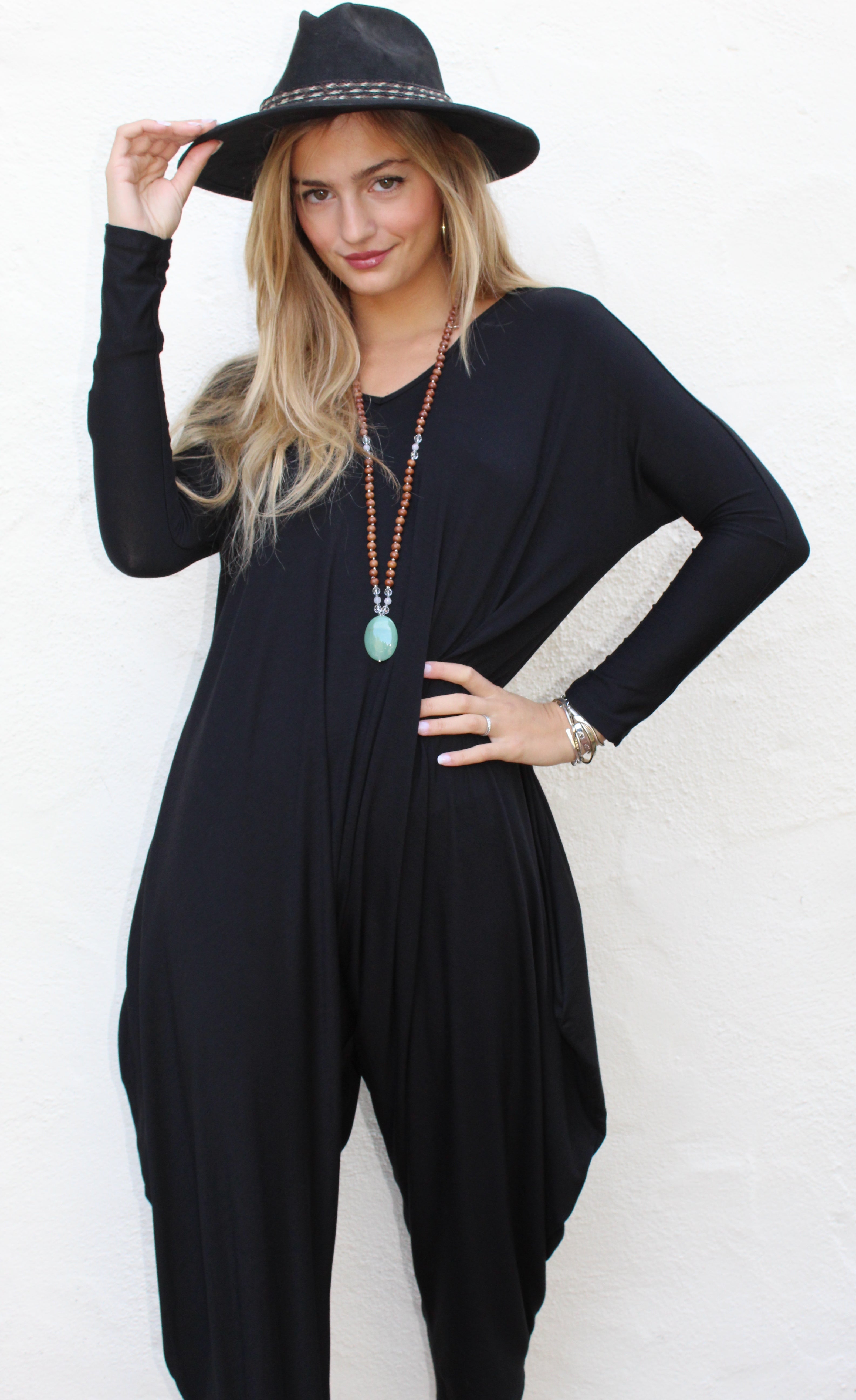 long sleeve harem jumpsuit