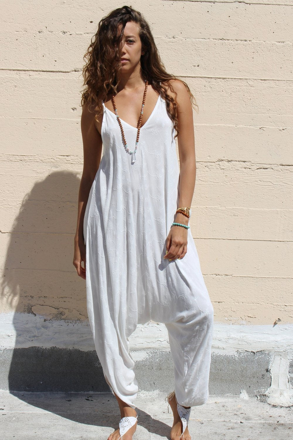 white yoga jumpsuit