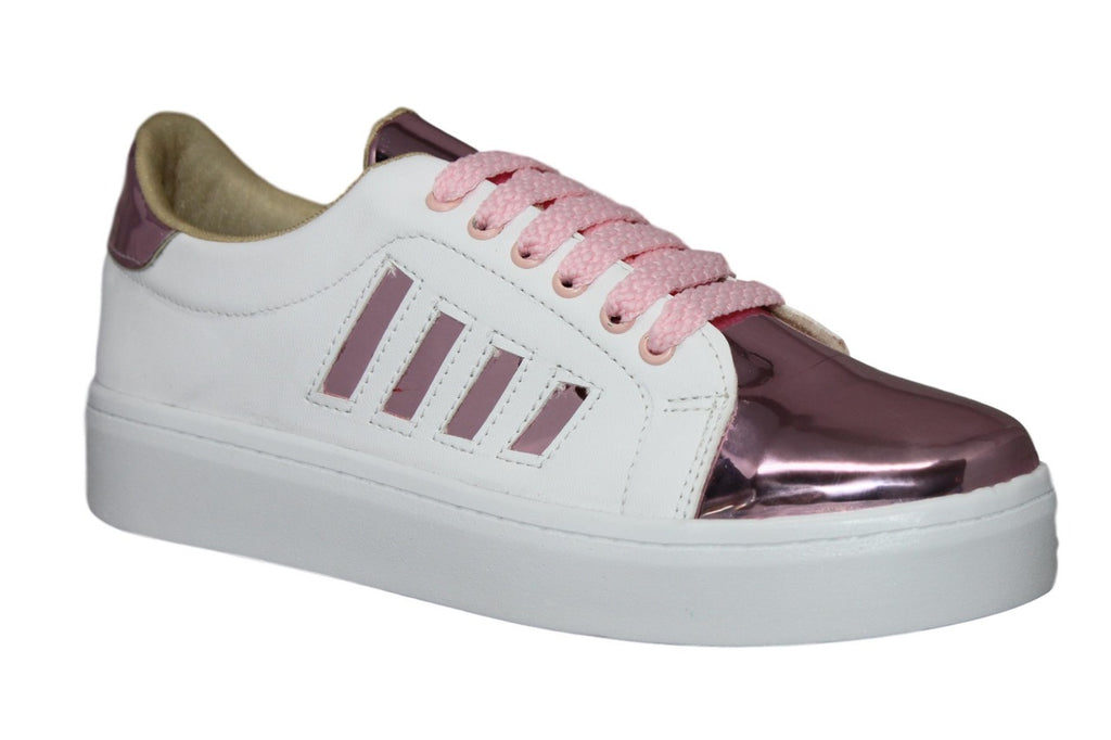 tenis blanco con rosa