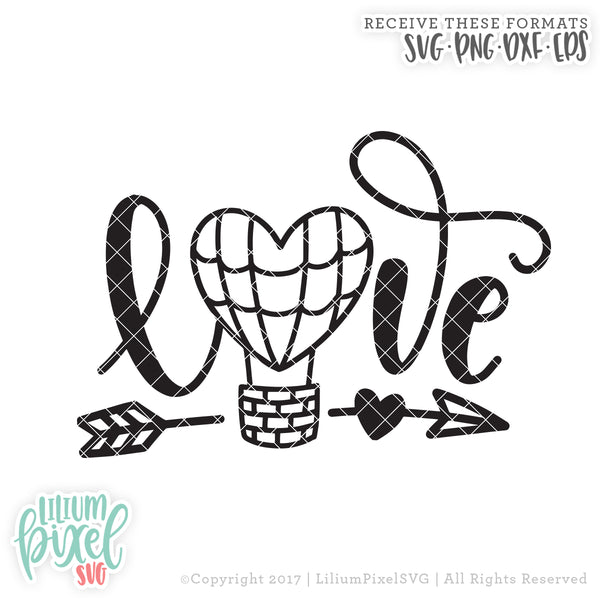 Download Love Hot Air Balloon - SVG PNG DXF EPS Cut File - Lilium ...