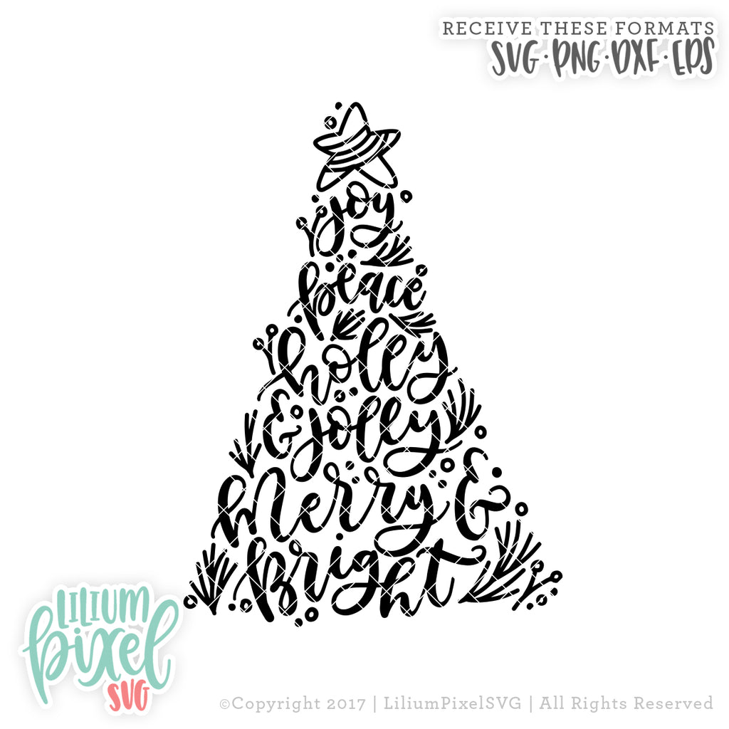 Download Christmas Tree Words Svg Png Dxf Eps Cut File Lilium Pixel Svg