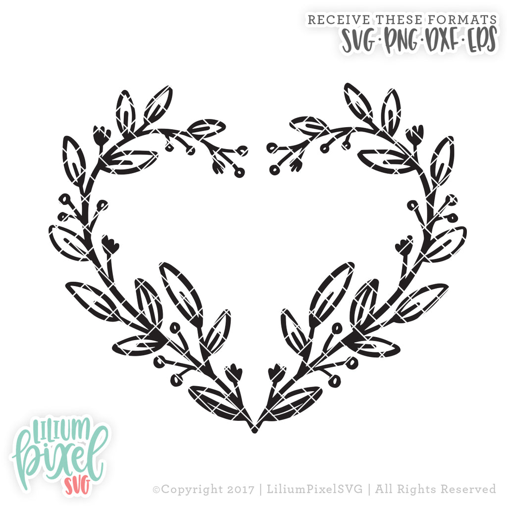 Download Floral Heart Svg Png Dxf Eps Cut File Lilium Pixel Svg