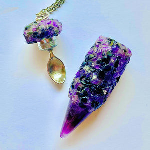 Stash Necklace With Spoon - Blue Pink Purple – Rave Fashion Goddess