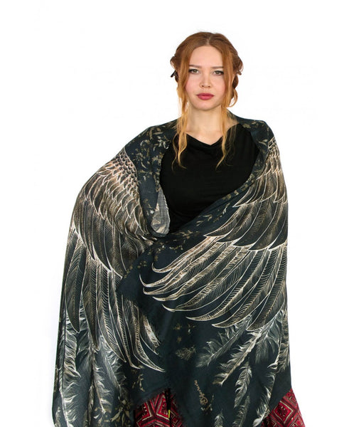 Jeweled Birds- Long Cashmere Scarf