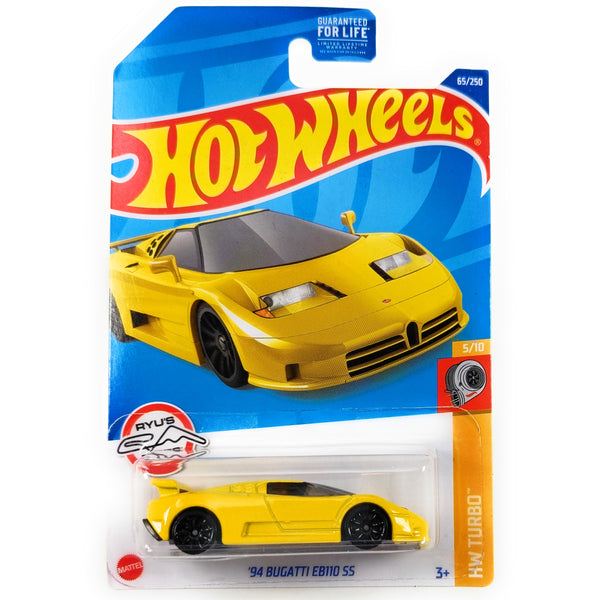 Hot Wheels '94 Bugatti EB110 SS, HW Turbo 5/10 Yellow 1:64 Scale Vehic