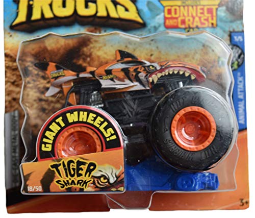 Hot Wheels Monster Trucks Tiger Shark 18/50 Connect and Crash car – Toy ...