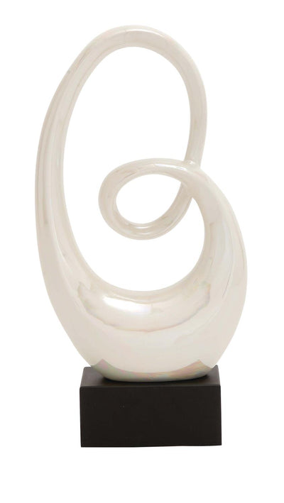 Porcelain And Wood Oval Loop Statue  | GWG Outlet
