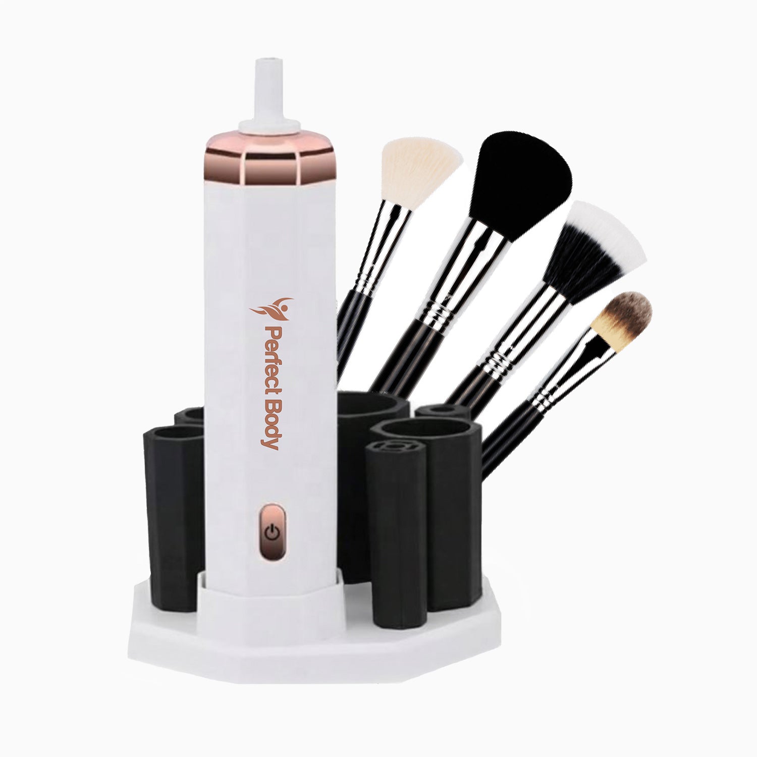 Elektrisk Makeup Børste Renser - Makeup Brush Cleaner - Hvid / Rose Gold
