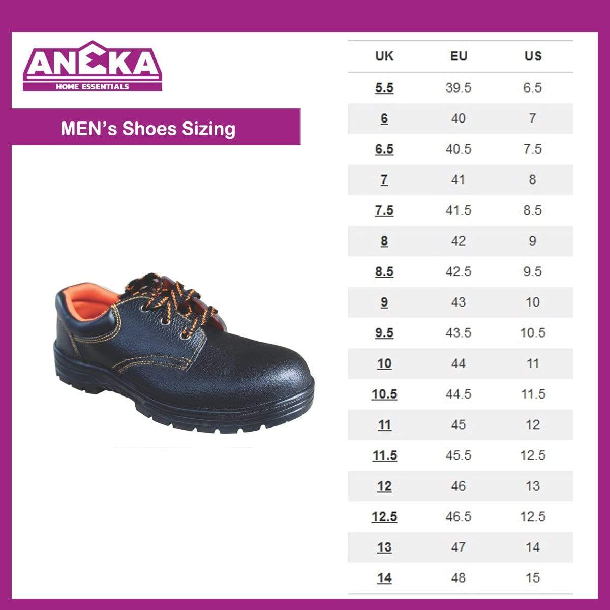 ANEKA Worker Safety Shoes Safety Boots 