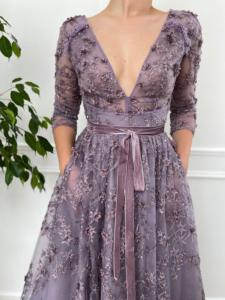 Lilac Laced Gown | Teuta Matoshi