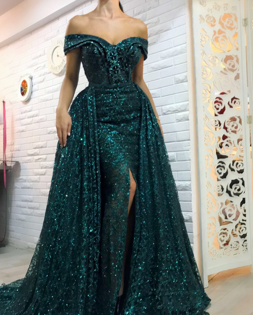 green couture gown
