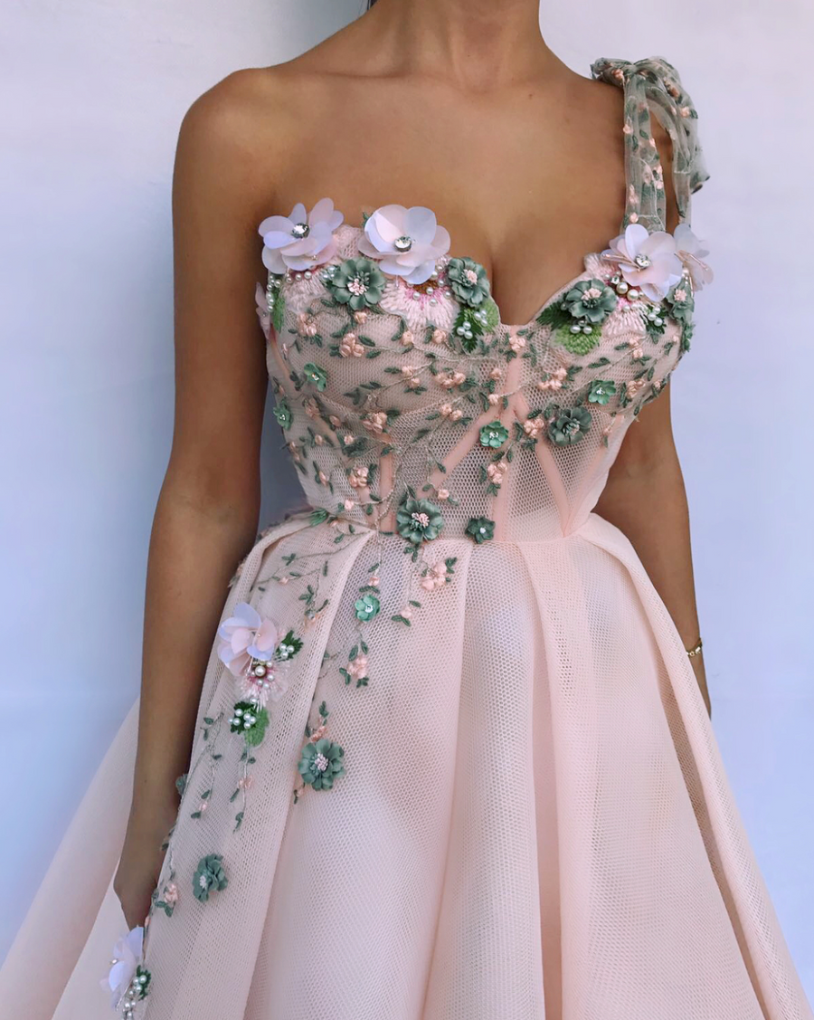 Embellished Pink Gown | Teuta Matoshi