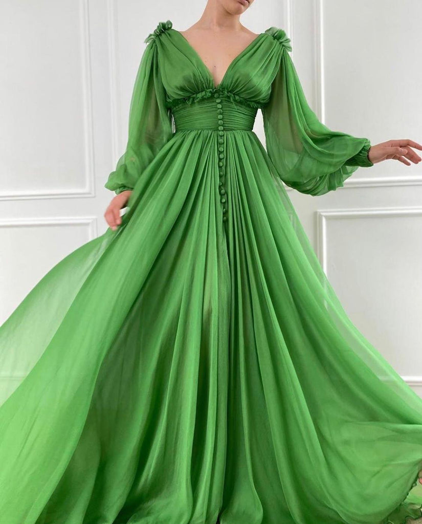 Draped Kelly Green Gown | Teuta Matoshi