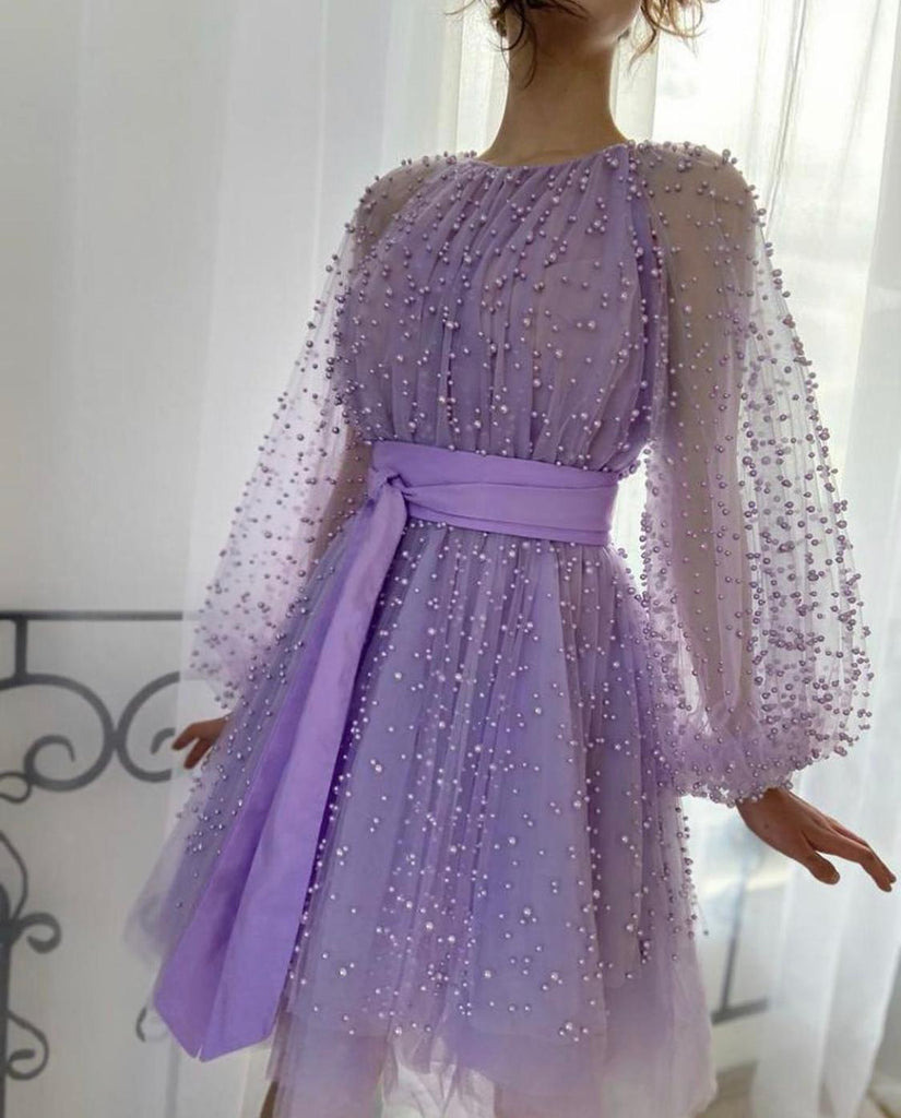 Shiny Purple Beaded Gown | Teuta Matoshi