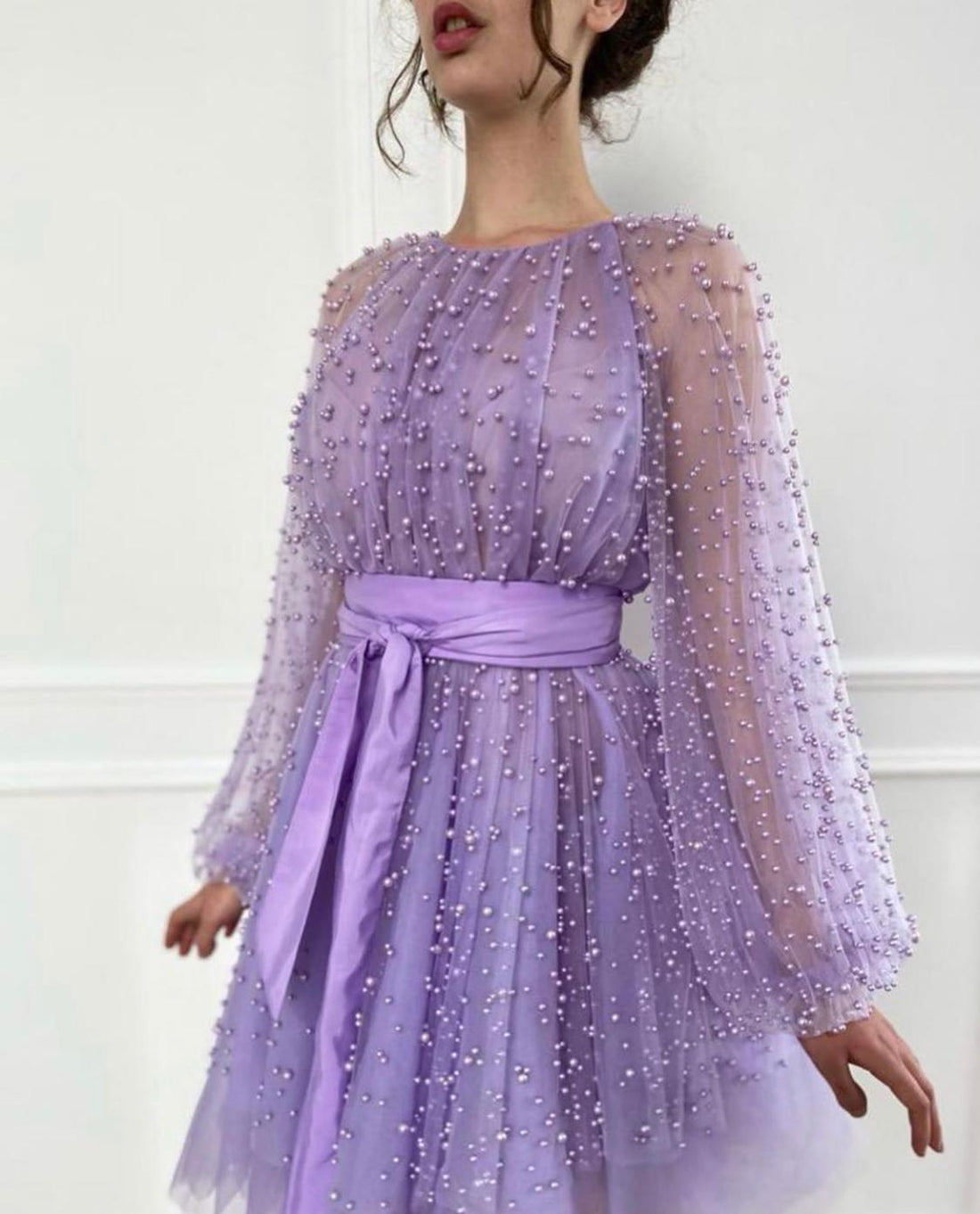 Shiny Purple Beaded Gown | Teuta Matoshi