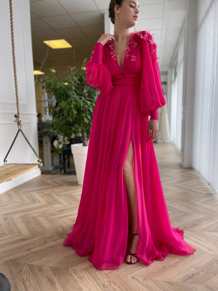 Butterfly Fuchsia Gown | Teuta Matoshi